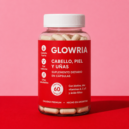 Cápsulas Glowria – Cabello Fuerte, Piel Radiante y Uñas Firmes
